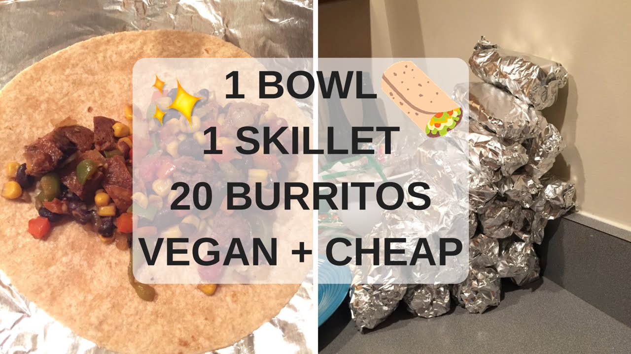 1 BOWL + 1 SKILLET = 20 BREAKFAST BURRITOS VEGAN + CHEAP + EASY YouTube