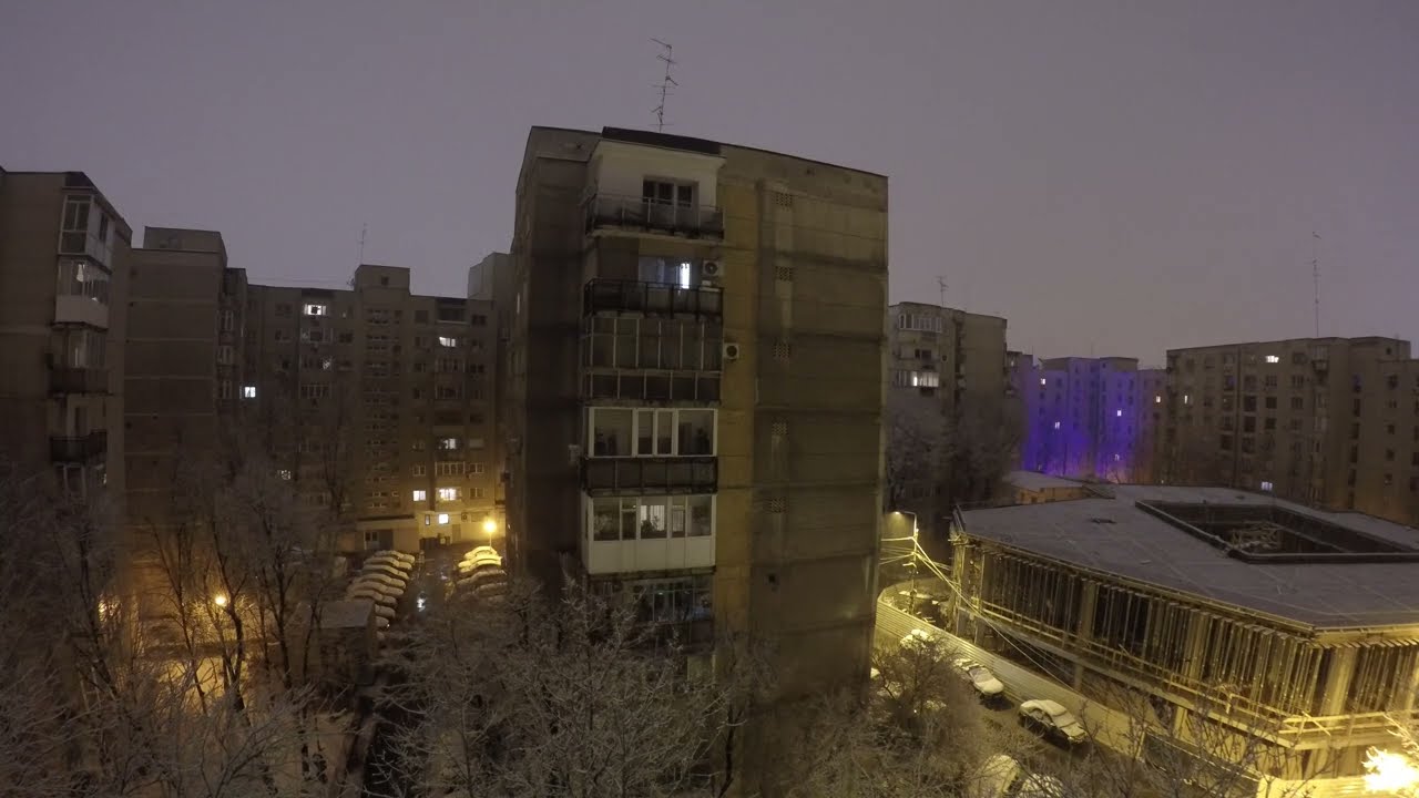 [4K] Time-lapse: Snowfall and snow melting. A little rain late