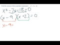 Finding Zeros of Quadratic Expressions