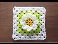 かぎ針編みの四角モチーフ ６ （３Ｄフラワー）　How to Crochet Motif  / Crochet and Knitting Japan