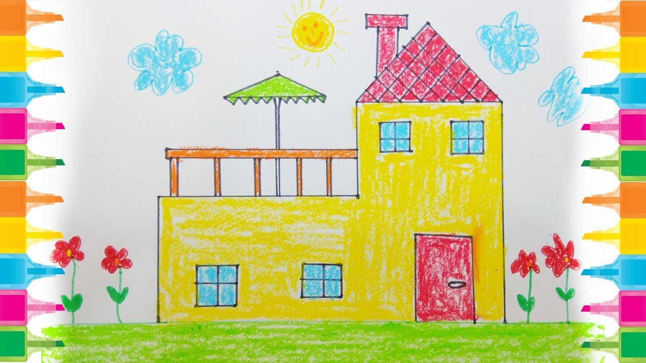 How to Draw House for kids Drawing House for Learning