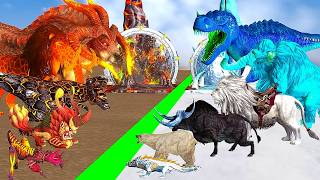 The Ultimate Battle 45 Wild Animals Mammals vs GIGA T-REX Dinosau Epic Run Zigzag Down Course Outsid screenshot 1