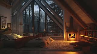 Rainy Night Serenity: Sleep Sounds with Gentle Thunder and Crackling Fire - 99% Instanly Fall Asleep