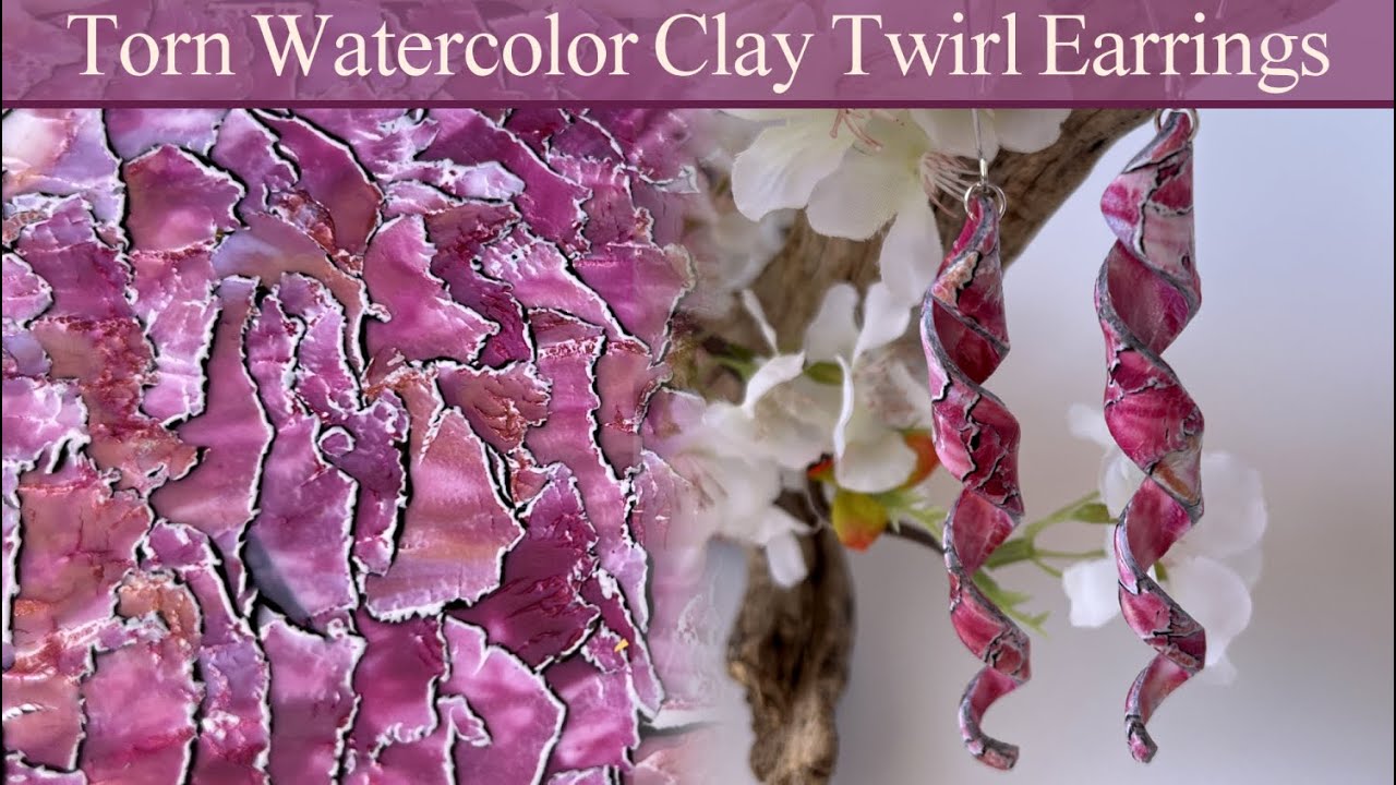 Create Polymer Clay Spiral Earrings using the Torn Watercolor Technique