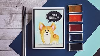 Original Artwork - Corgi Watercolor Card