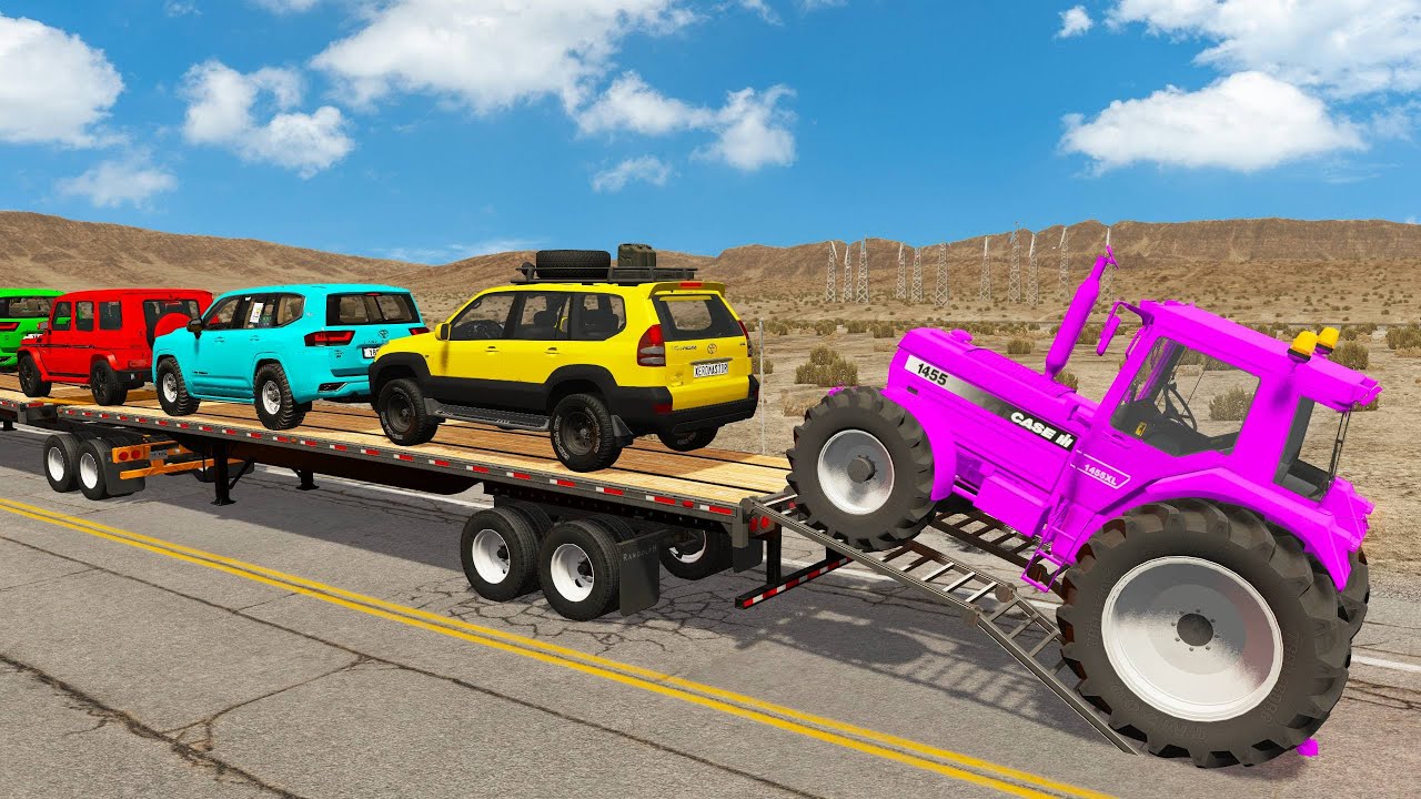 Flatbed Truck Mcqueen  Transportation with Truck - Pothole vs Car #2 - BeamNG.Drive