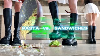 Burger King's Revenge: Pasta vs. Sandwiches! Oddly Satisfying Boots Crushing Food! ASMR