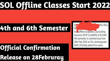 SOL Offline Classes Start 2022 | Official Confirmation Release 😮 | 4th and 6th Semester