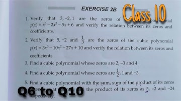 Class 10 Ex 2B Q6 TO Q10 Polynomials - RS Aggarwal - Chapter 2 2025 CBSE - ICSE - Rajmith study