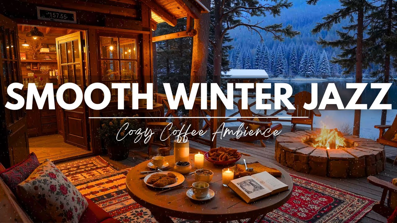 Smooth Jazz Background Music & Fireplace Sounds ⛄ Cozy Winter Cafe Ambience with Warm Jazz to Relax