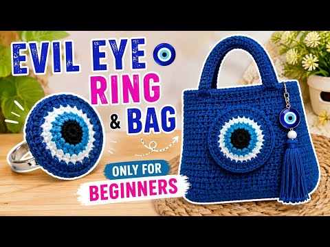 Evil eye (nazar) keychain crochet tutorial video
