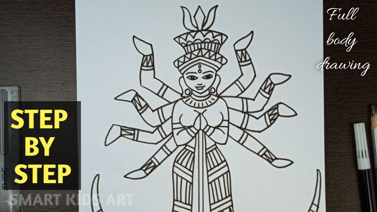 Navratri, Durga Puja special 🔥| How to draw Durga Maa 🙏 | Beautiful art  paintings, Drawings, Art drawings for kids