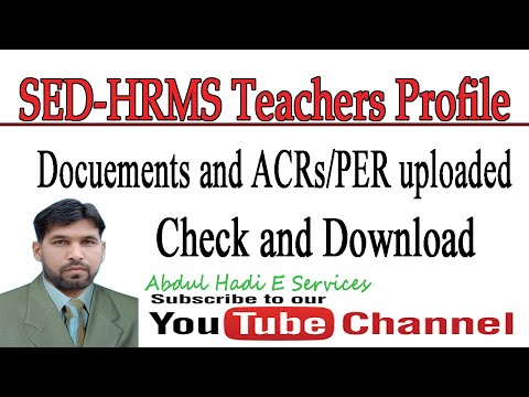 SED HRMS Profile Update PER ACR and Documents in Teacher Profile https://sedhr.punjab.gov.pk/