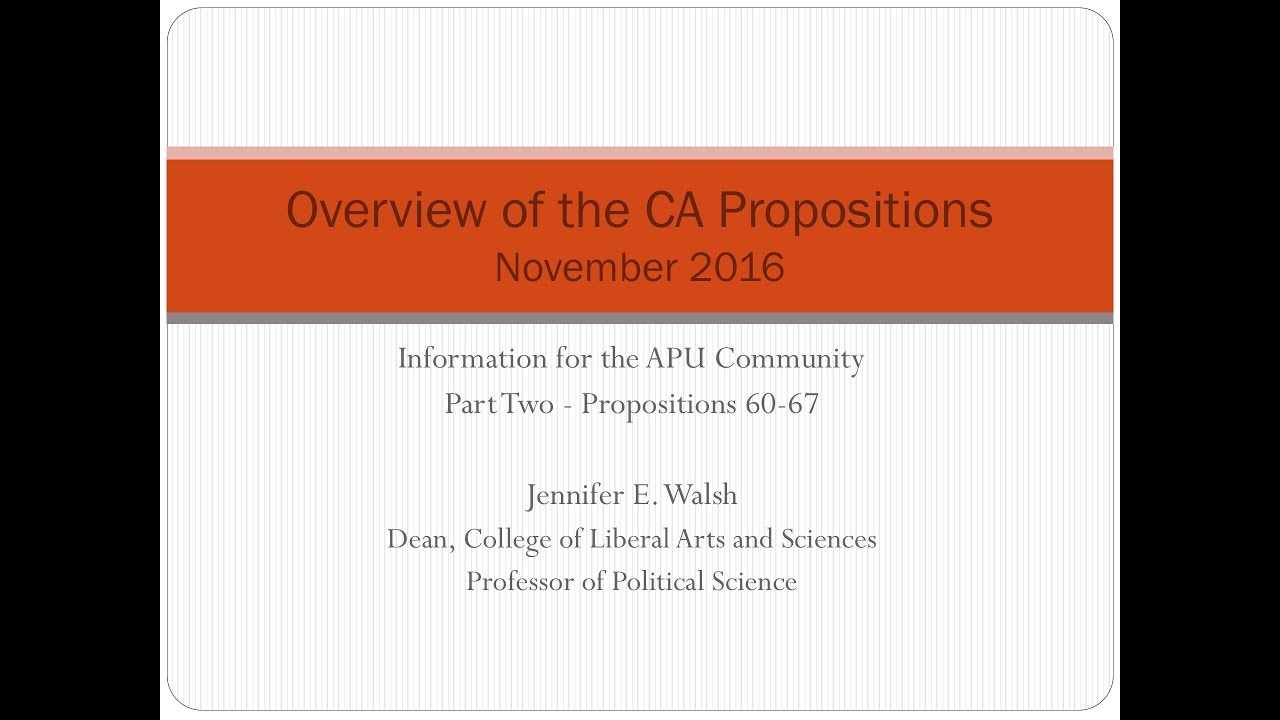 2016 California Propositions 6067 YouTube