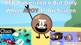 BFB Pulverized 6 But Only When APOY Is On Screen
Thats quite the big amount of APOY screentime for this episode, the second most actually, only beaten by the first episode, which is CRAZY
Anyways Danganronpas super cool you should all play it despite me spoiling a super big twist about it LOL
Also check out the original video: https://www.youtube.com/watch?v=xMQQqvzdFPo&t=288s BFB Pulverized 6 But Only When APOY Is On Screen