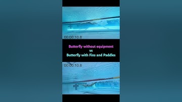 Butterfly without equipment vs Butterfly with fins and paddles (under the water).