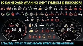 Vehicle Dashboard Warning Light Symbols and Indicators Meaning in Hindi | 90 Dashboard Warning Light
