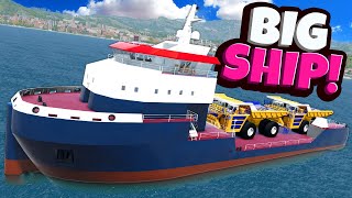CRASHING & Hauling the Belaz in The BIGGEST Ship in BeamNG Drive Mods!