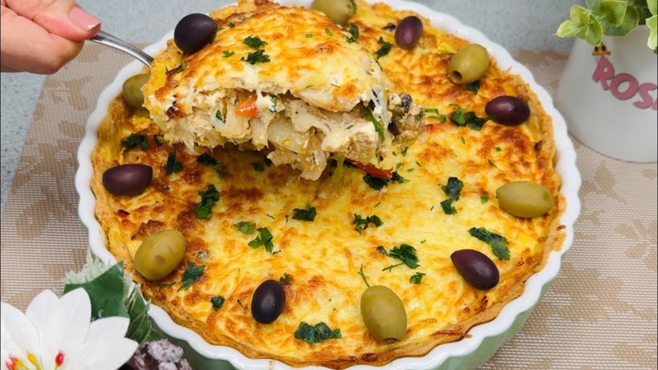TORTA DE BATATA COM BACALHAU | FÁCIL RÁPIDA E DELICIOSA!