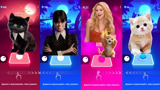 CUTE CAT LADY GAGA BLOODY MARY vs WEDNESDAY and WAKA WAKA COOL CAT and SHAKIRA in TILES HOP