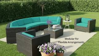 Curved Outdoor Seating All-Weather Outdoor Patio Furniture Ohana Wicker Furniture Ohana Depot