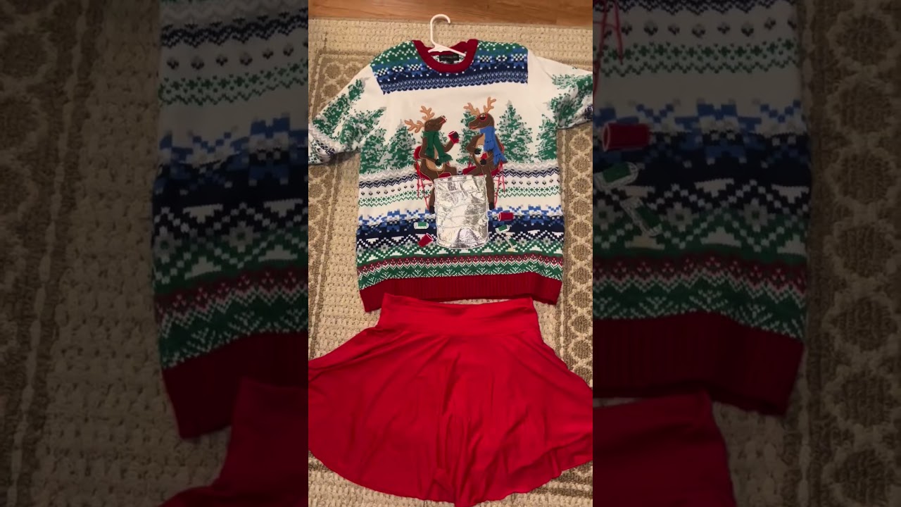 Festive Holiday Outfit: Matching Sweater and Skirt