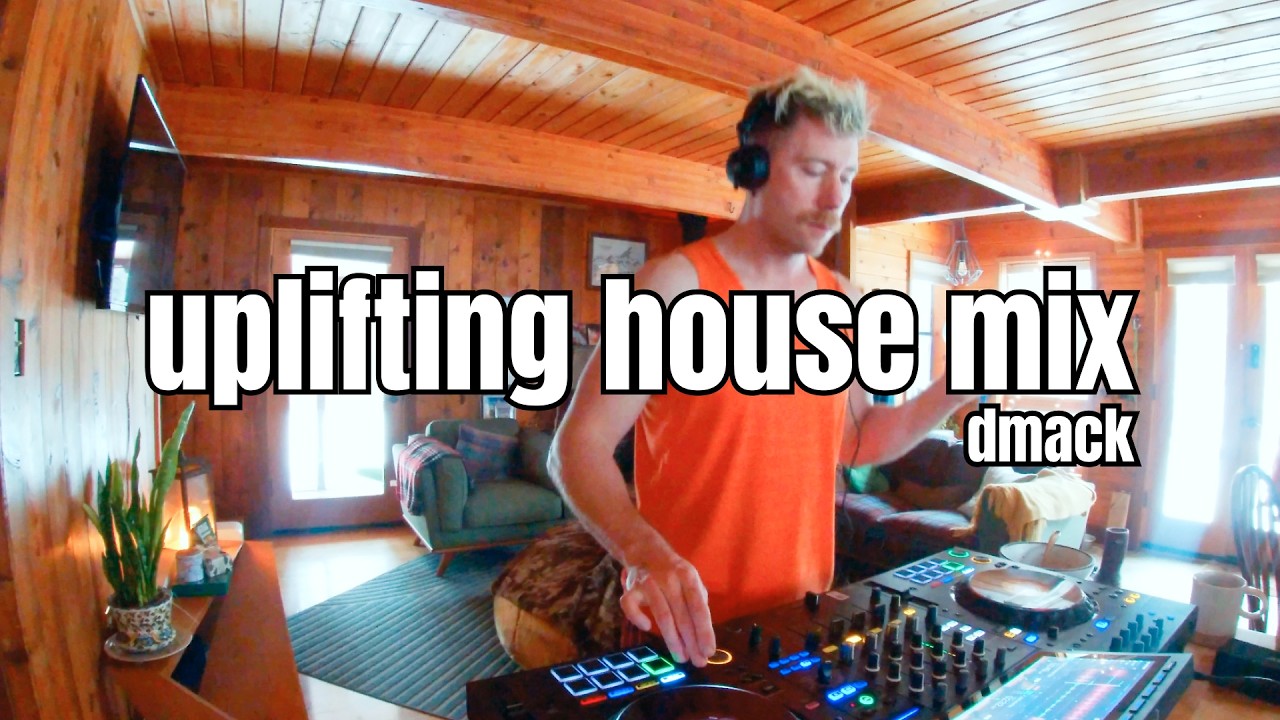 uplifting house mix in a cozy cabin during a snowstorm