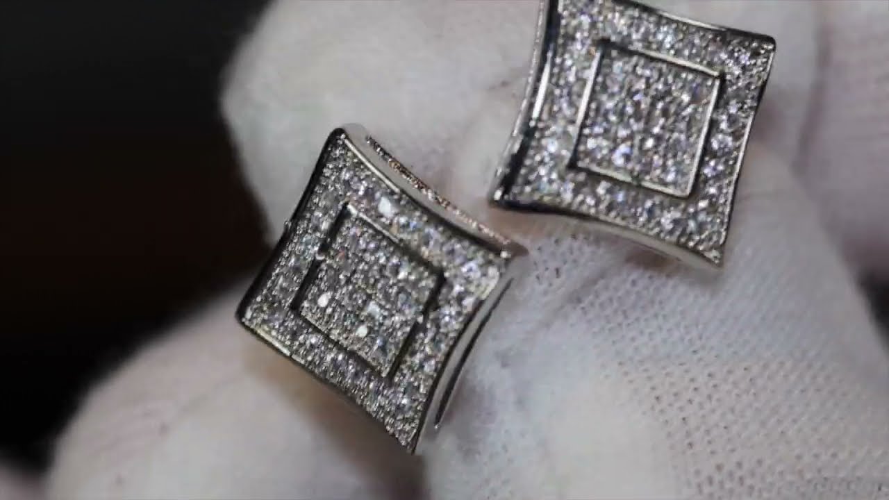 Iced out ear studs, diamond ear studs, hip hop ear studs, mens ear studs, womens ear studs