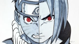 drawing naruto and sasuke half face｜TikTok Search