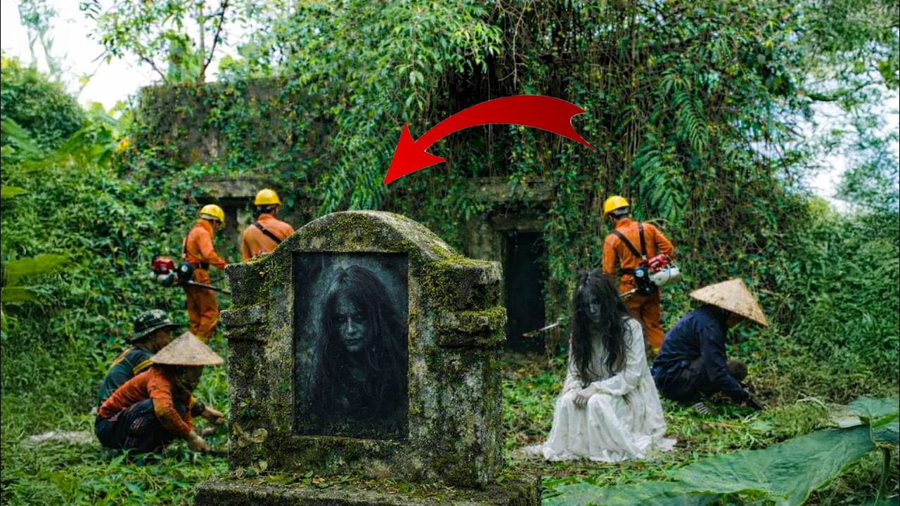 Time Lapse: Clearing a Haunted Abandoned House – The Ghost Girl Appears Beside the Old Grave! 😱