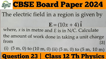 Q23 The electric field in a region is given by vector E = ( 10x + 4 ) i cap where x us in metre and