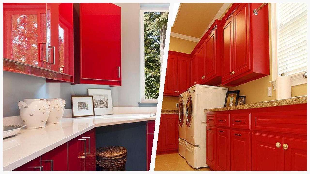 Transform Your Laundry Room with Chic Red & Steel Designs | Designer ...