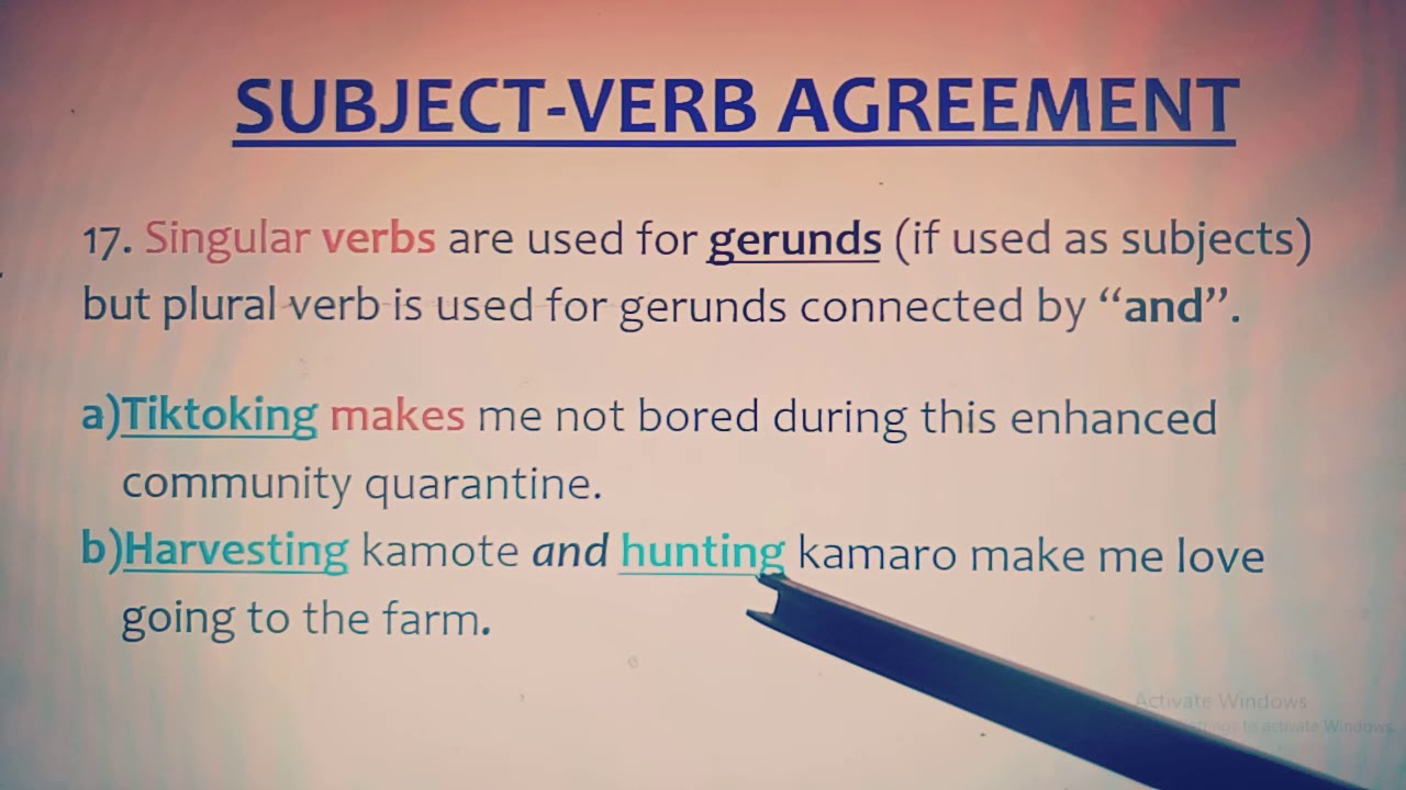 Subject Verb Agreement Rule No.17 Gerunds
