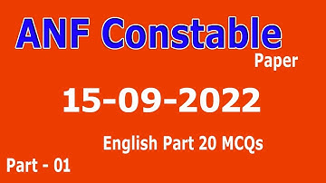 ANF constable 15-09-2022 paper : today ANF constable paper 15-09-2022 : ANF Paper : Part - 01