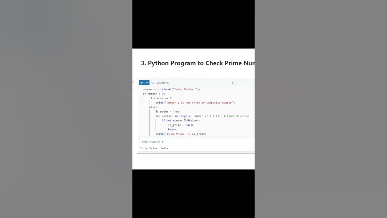 How to check Prime Numbers in Python #shorts #youtubeshorts #python # ...