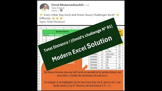 💡Solving Excel Challenge: Total Distance! (Omid's challenge N° 87) 👍👌
