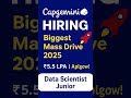 Capgemini Mass Hiring 2025 | Data Scientist Junior | ₹5.5 LPA #FreshersJobs #ITJobs2025 #HiringAlert