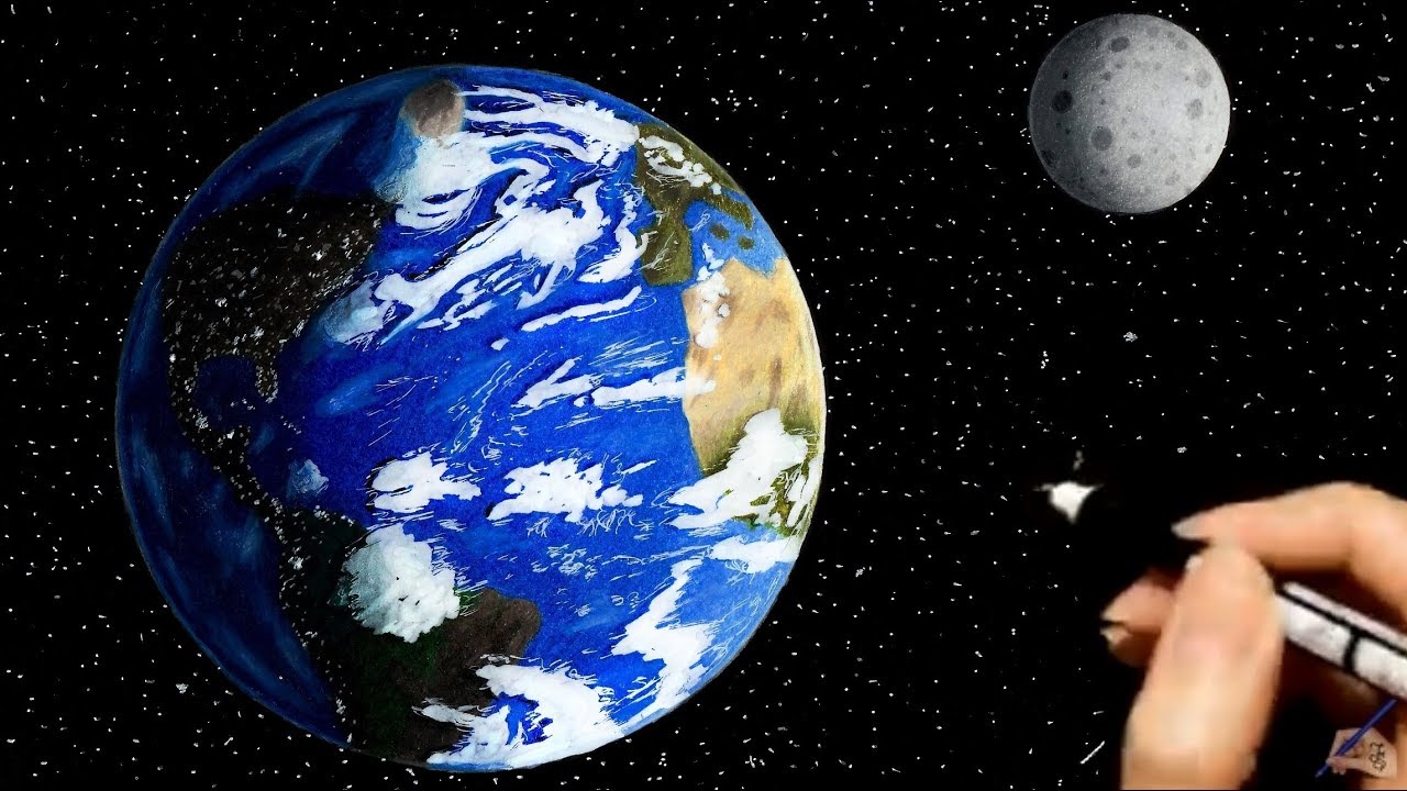 Earth And Moon Drawing