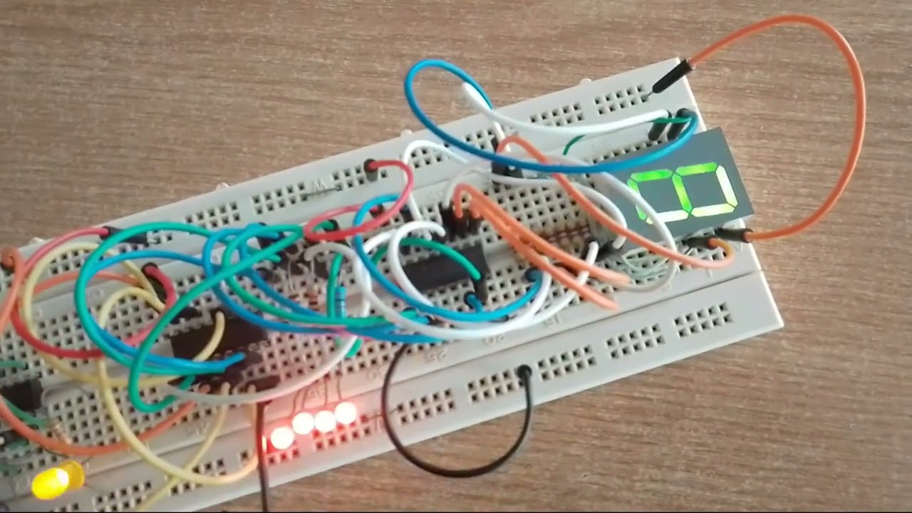 Afisaj AC 1 digit & decodificator 74LS47 & numarator
