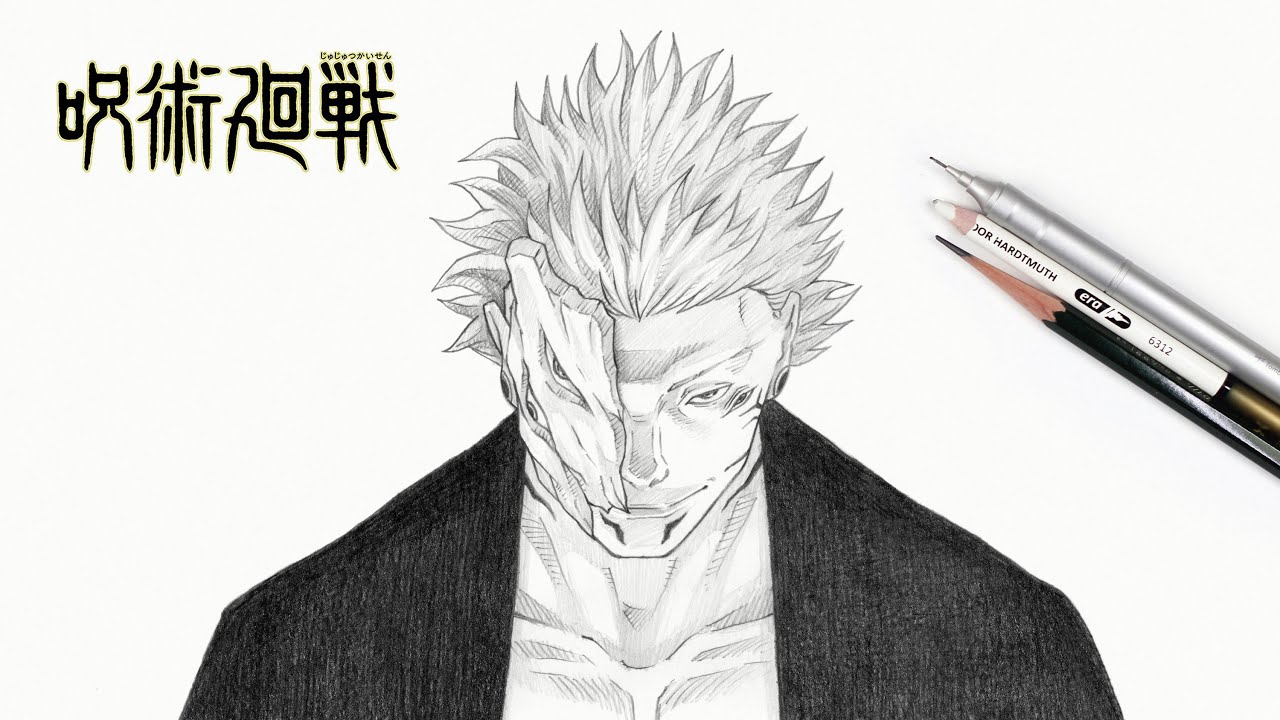 How to draw sukuna | Jujutsu Kaisen | sukuna | Drawing tutorial | 如何畫兩面 ...