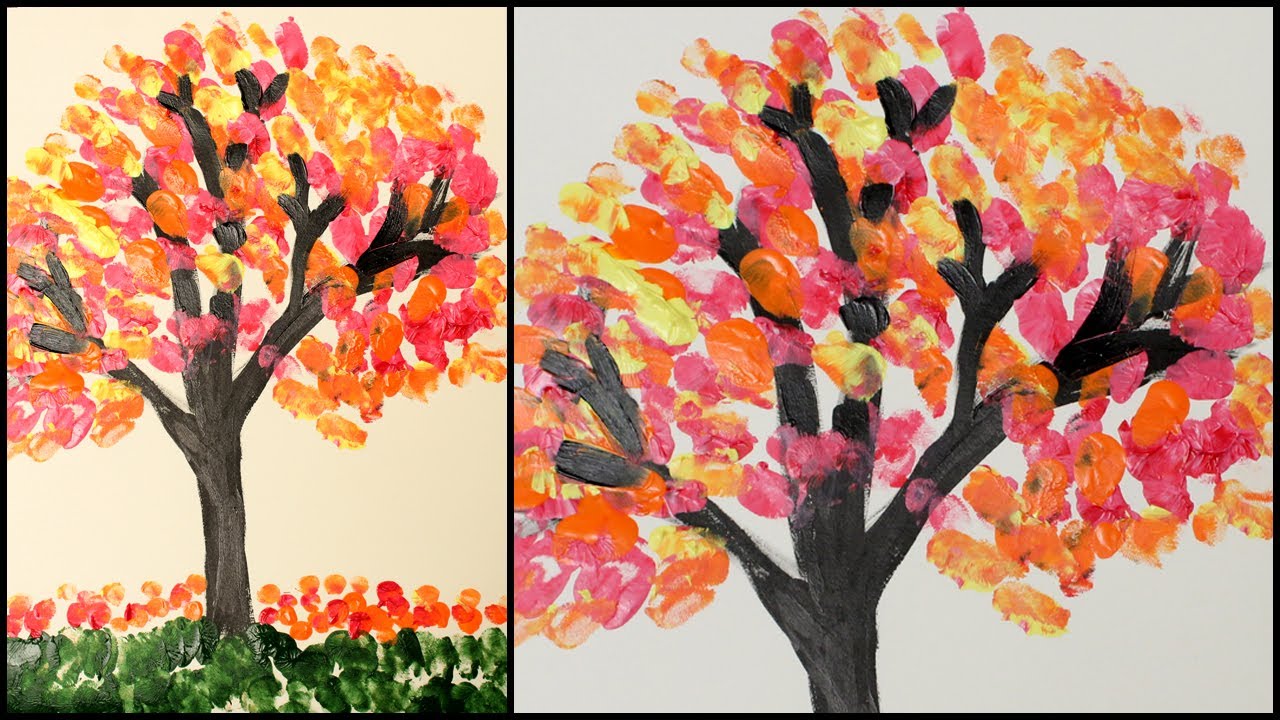 Easy Colorful Finger Tree Painting | How to Make Finger Painting ...