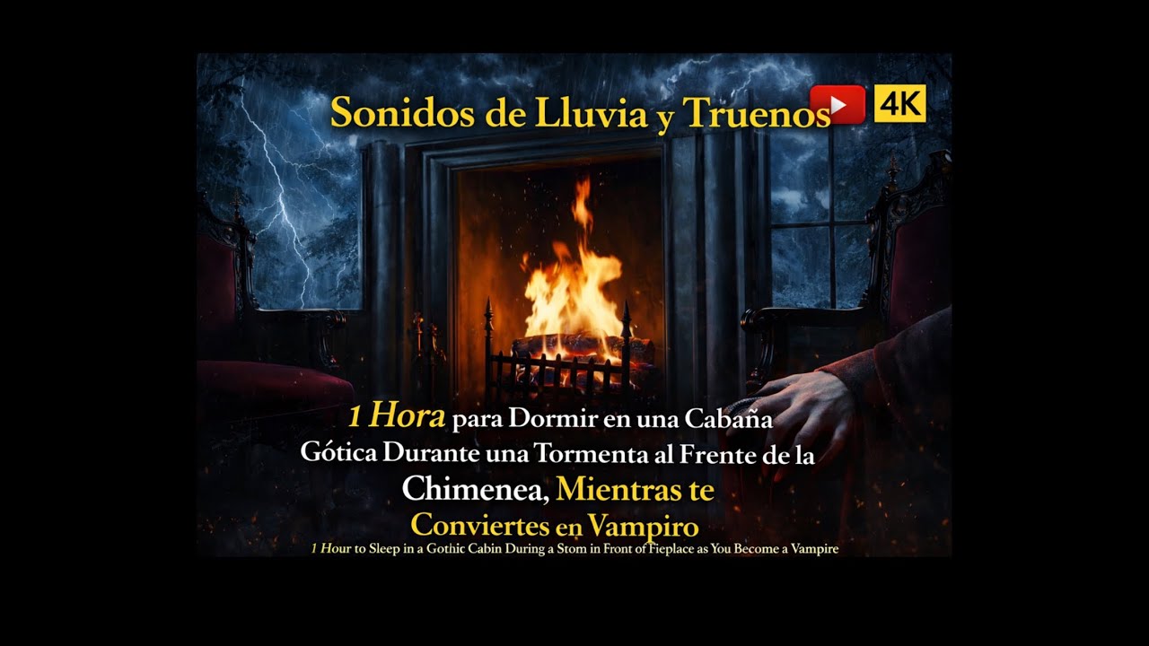 Rain and Thunder Sounds 4K ⛈️ | Sonidos de Lluvia y Truenos – Gothic Cabin vampire  (1 Hour Sleep)
