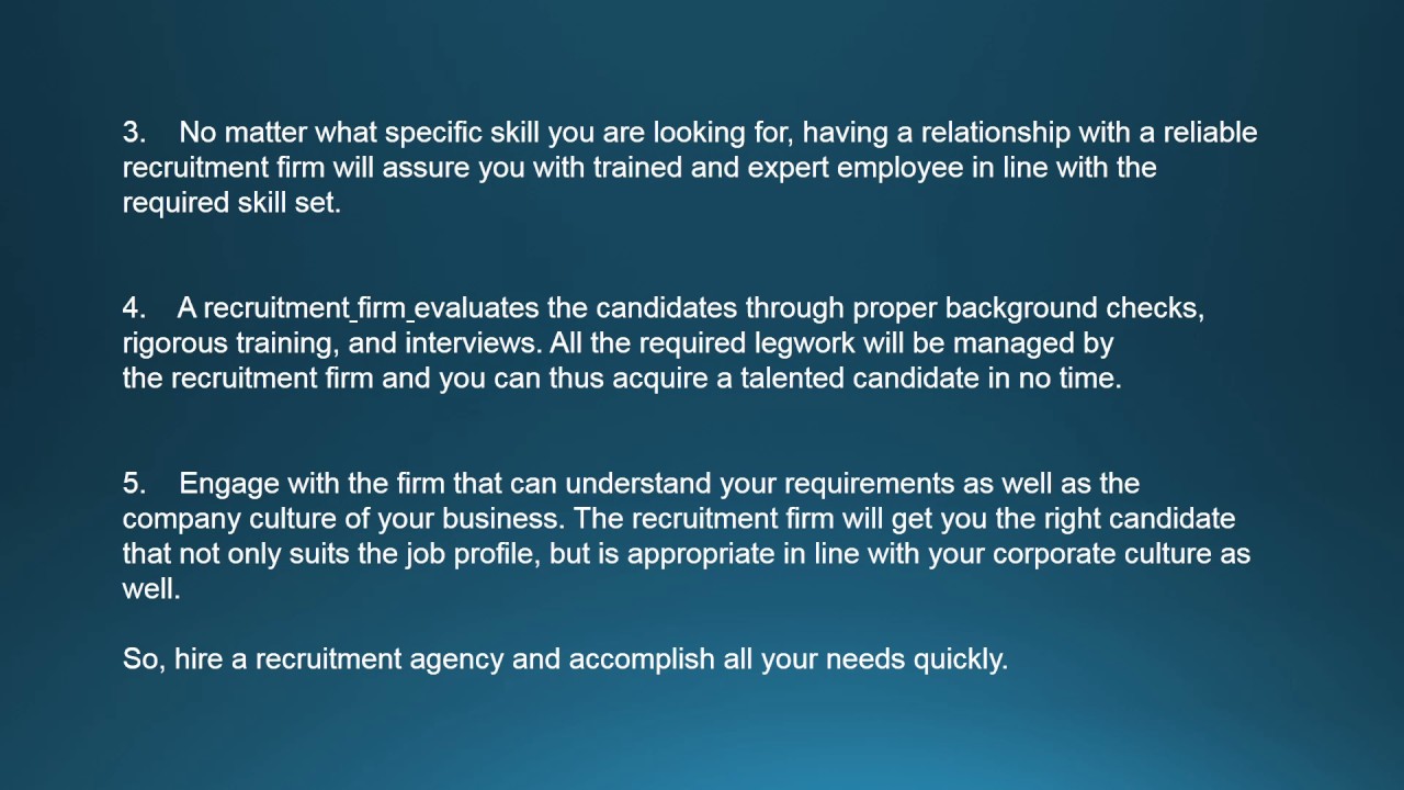 Advantages of hiring through Recruitment Agency - YouTube