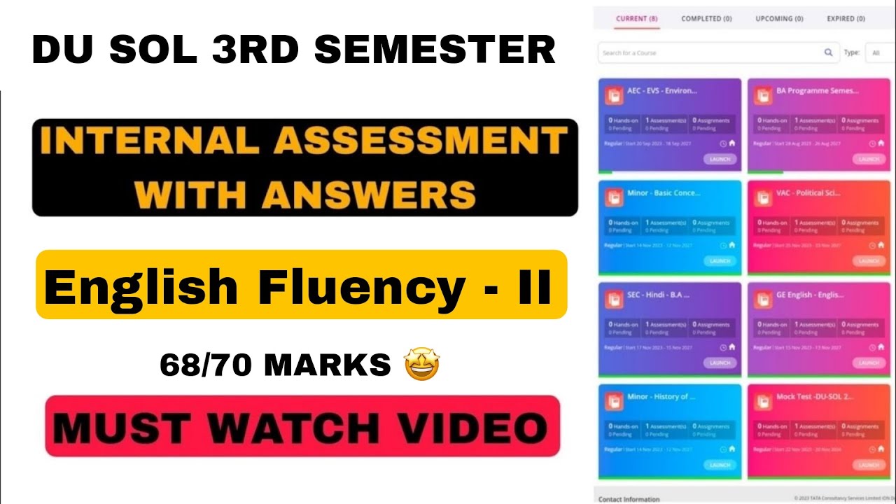 ENGLISH FLUENCY - II | INTERNAL ASSESSMENT SOLUTIONS | DU SOL 3RD ...