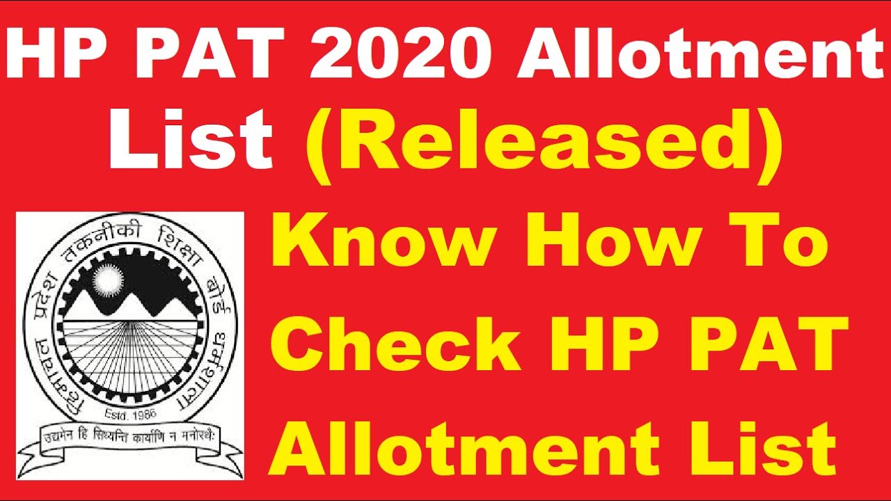 HP PAT 2020 Allotment List (Released) - Check & Download HP PAT Allotment List By Official List