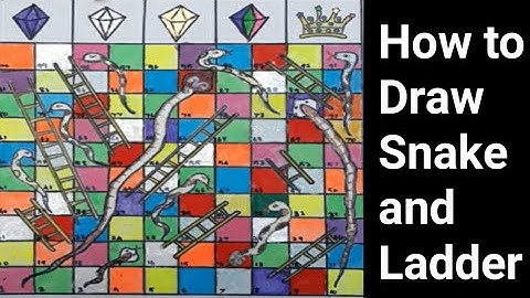 How to draw and play snake and ladder.Traditional game.