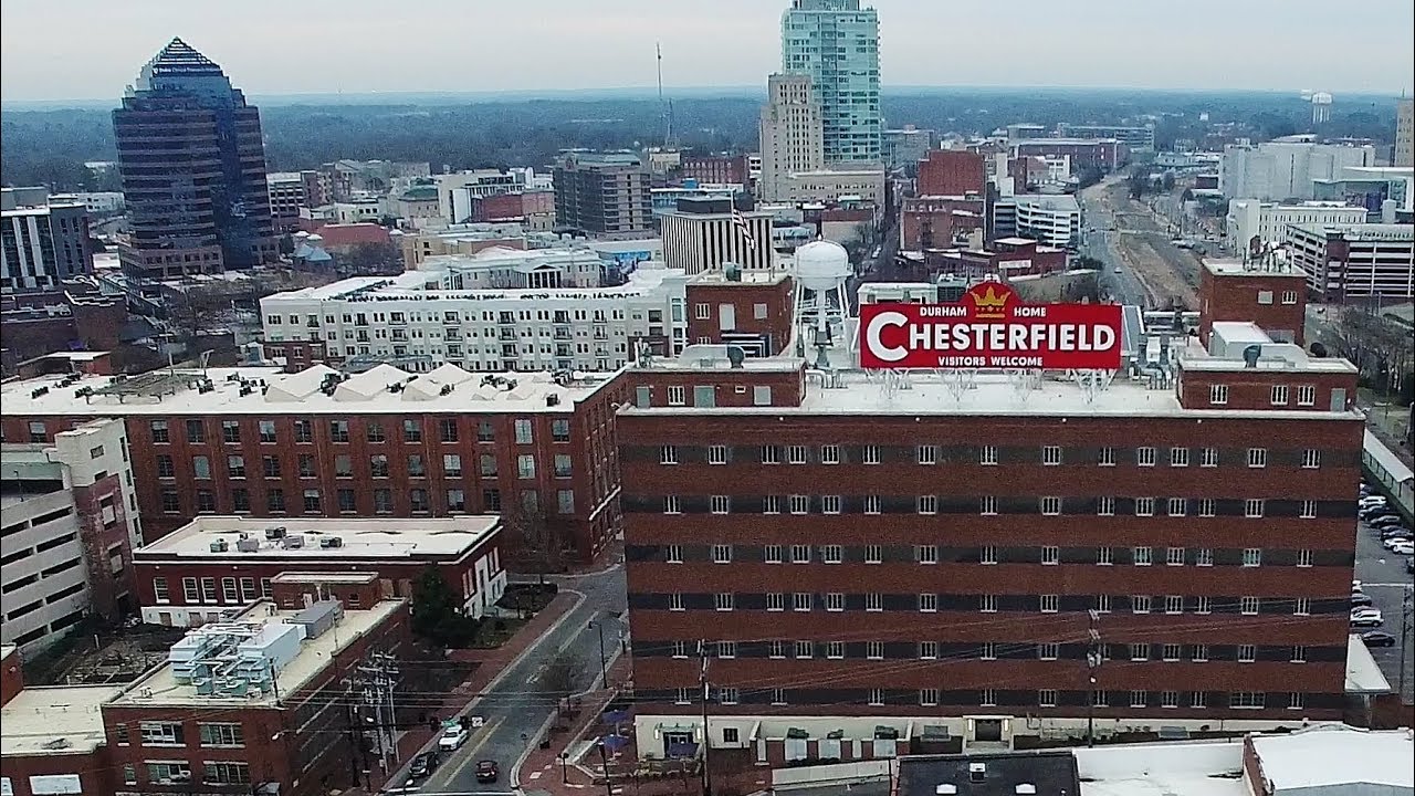 The Old the New Aerial Views of Downtown Durham  NC  