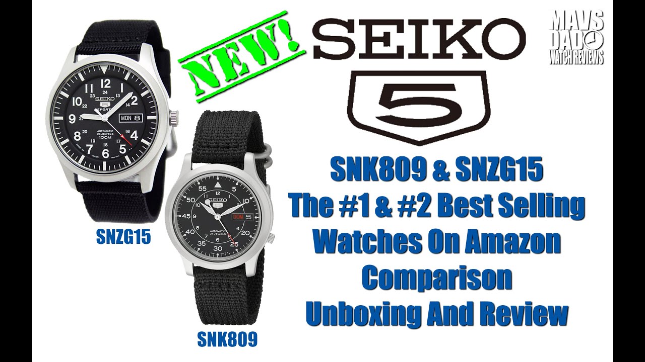 Seiko SNK809 & SNZG15 Comparison | The #1 & Best Selling Watches On Amazon Unbox Review - YouTube