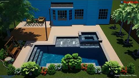 Geometric Pool Spa Combo With Tanning Ledge