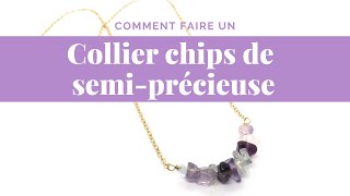 Collier chaîne et chips de semi précieuse | Perles et Créations